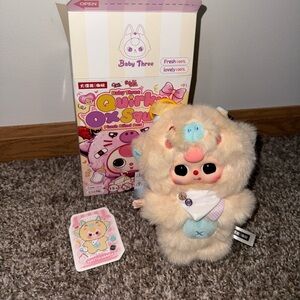 Baby Three Quirky Ox Squish Plush - Cream and Pastel Accents